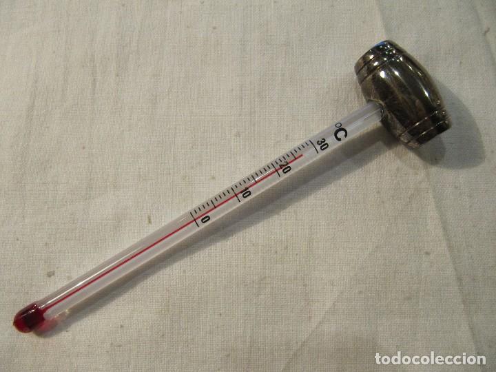 Coleccionismo de vinos y licores: TERMOMETRO PARA EL VINO - BARRIL EN PLATA 925