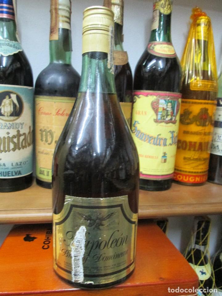 Coleccionismo de vinos y licores: ANTIGUA BOTELLA BRANDY CO&Ntilde;AC, NAPOLE&Ograve;N DOMINEAU IMPUESTO DE 8 PTS, DECADA 80-90
