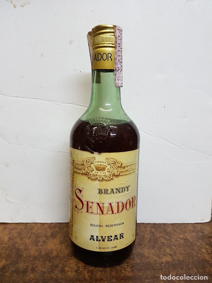 Coleccionismo de vinos y licores: BOTELLA BRANDY SENADOR (precinto 4 pta)