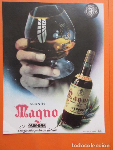 Coleccionismo de vinos y licores: PUBLICIDAD 1957 - colecci&oacute;n BEBIDAS - OSBORNE BRANDY MAGNO