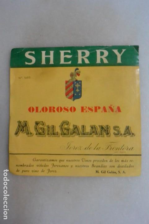 Coleccionismo de vinos y licores: ETIQUETA DE VINO JEREZ OLOROSO.SIN PEGAR SHERRY M GIL GALAN