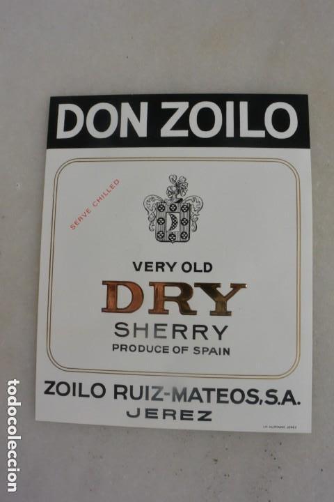 Coleccionismo de vinos y licores: ETIQUETA DE VINO .SIN PEGAR DON ZOILO VERY OLD DRY. RUIZ MATEOS JEREZ
