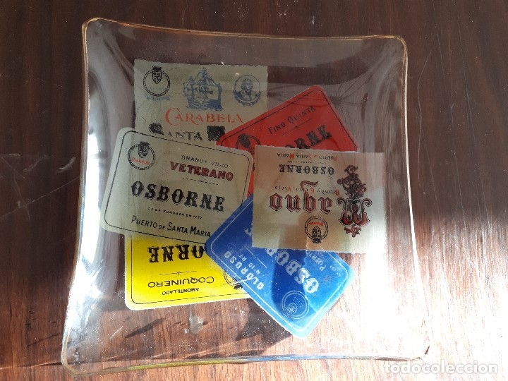 Coleccionismo de vinos y licores: Cenicero Bandeja Osborne Magno. Cristal. A&ntilde;os 60-70s.