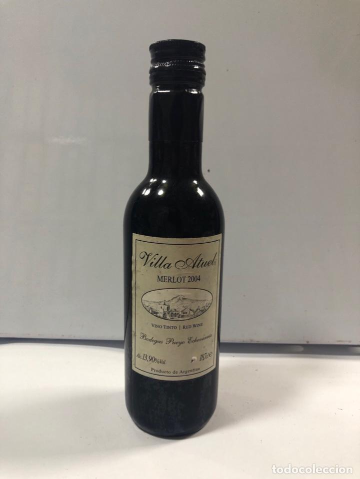 Collectionnisme de vins et liqueurs: BOTELLIN DE VINO TINTO. VILLA ATUEL. MERLOT 2004. BODEGAS PUEYO ECHEVARRIA.ARGENTINA. 18,7 CL.