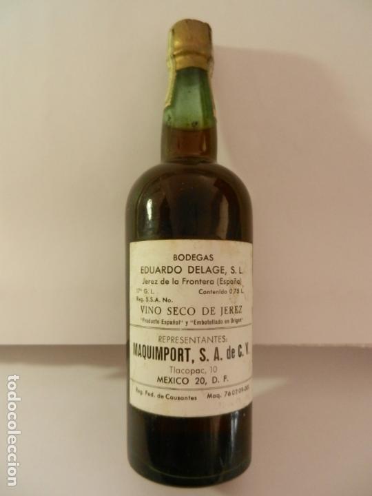 Coleccionismo de vinos y licores: BOTELLIN VINO SECO DE JEREZ. BODEGA EDUARDO DELAGE JEREZ EMBOTELLADO EN JEREZ ESPA&Ntilde;A.