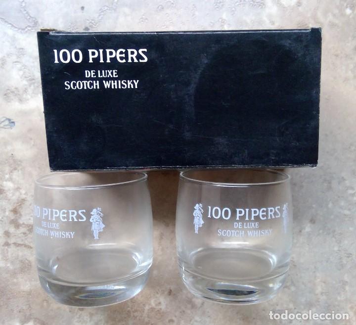 Coleccionismo de vinos y licores: 100 Pipers Caja Dos Vasos - Foto 4