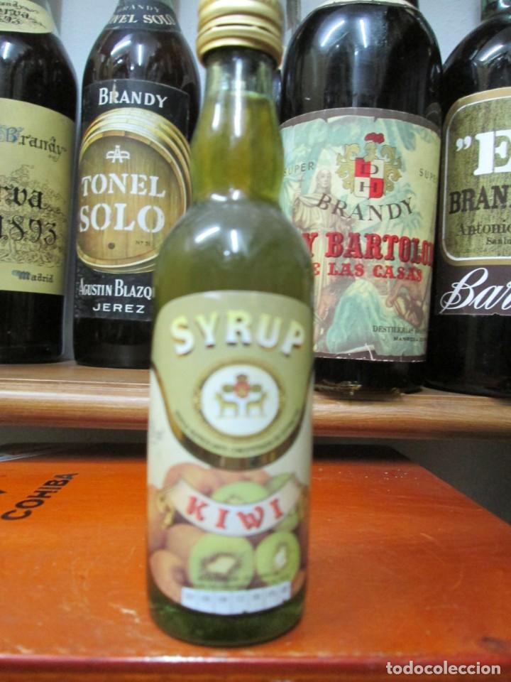 Coleccionismo de vinos y licores: ANTIGUO BOTELLIN BRANDY CO&Ntilde;AC, SYRYP KIWI SIN ALCOHOL 11 CM ALTURA