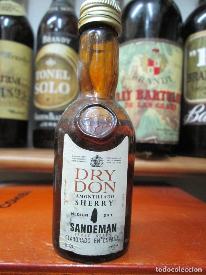 Coleccionismo de vinos y licores: ANTIGUO BOTELLIN BRANDY CO&Ntilde;AC, DRY DON AMONTILLADO, SHERRY SANDEMAN