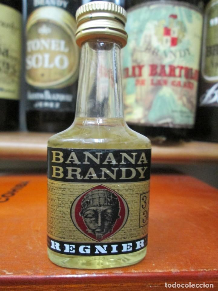 Coleccionismo de vinos y licores: ANTIGUO BOTELLIN BRANDY CO&Ntilde;AC,BANANA BRANDY REGNIER 11 CM