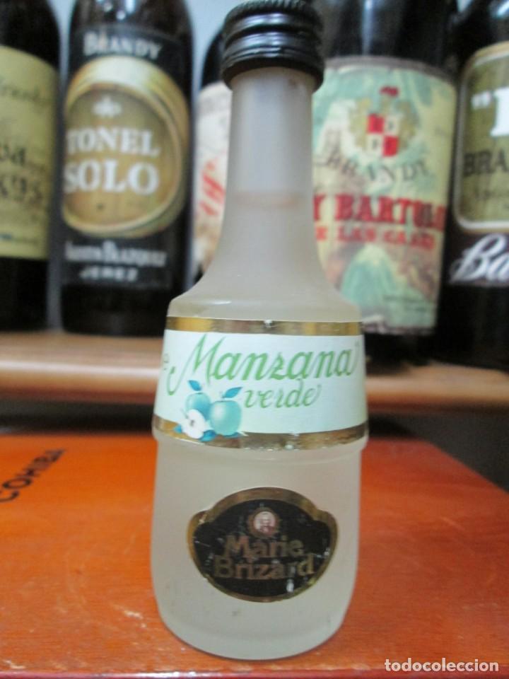 Coleccionismo de vinos y licores: ANTIGUO BOTELLIN BRANDY CO&Ntilde;AC, MANZANA VERDE DE MARIE BRIZARD, 11 CM