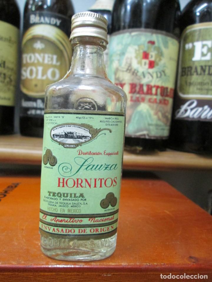 Coleccionismo de vinos y licores: ANTIGUO BOTELLIN BRANDY CO&Ntilde;AC, TEQUILA SAUZA DE MEXICO 12 CM