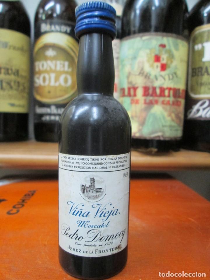 Coleccionismo de vinos y licores: ANTIGUO BOTELLIN BRANDY CO&Ntilde;AC, MOSCATEL VI&Ntilde;A VIEJA PEDRO DOMECQ