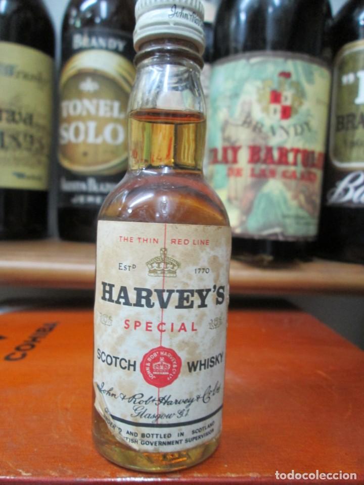 Coleccionismo de vinos y licores: ANTIGUO BOTELLIN BRANDY CO&Ntilde;AC, HARVEY&acute;S ESPECIAL SCOTCH WHISKY