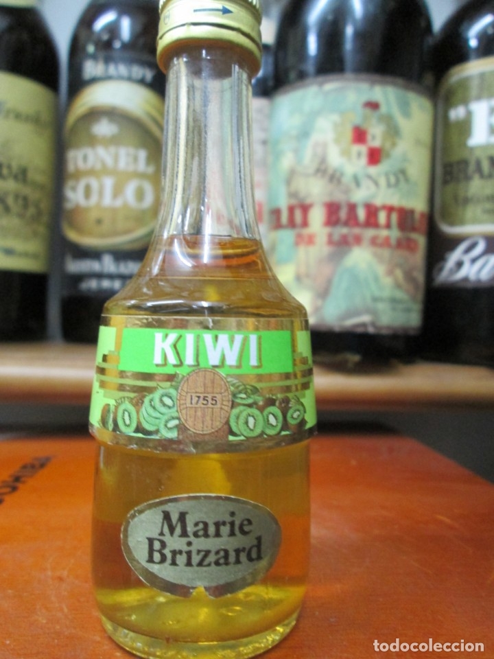 Coleccionismo de vinos y licores: ANTIGUO BOTELLIN BRANDY CO&Ntilde;AC, KIWI DE MARIE BRIZARD