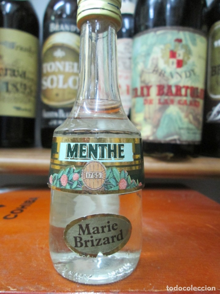 Coleccionismo de vinos y licores: ANTIGUO BOTELLIN BRANDY CO&Ntilde;AC,MENTHE MARIE BRIZARD