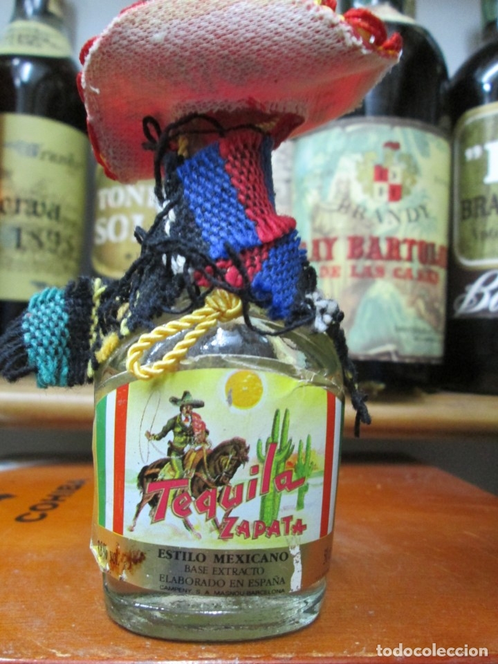 Coleccionismo de vinos y licores: ANTIGUO BOTELLIN BRANDY CO&Ntilde;AC, TEQUILA ZAPATA ESTILO MEXICANO
