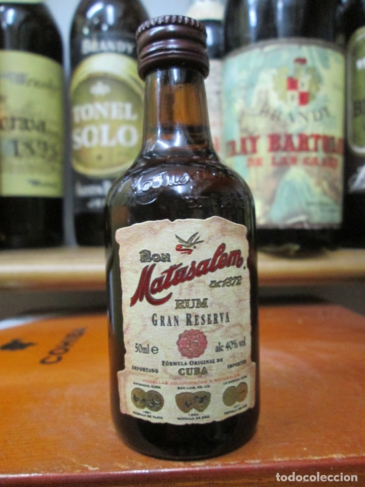 Coleccionismo de vinos y licores: ANTIGUO BOTELLIN BRANDY CO&Ntilde;AC, RON MATUSALEN 15 A&Ntilde;OS GRAN RESERVA.
