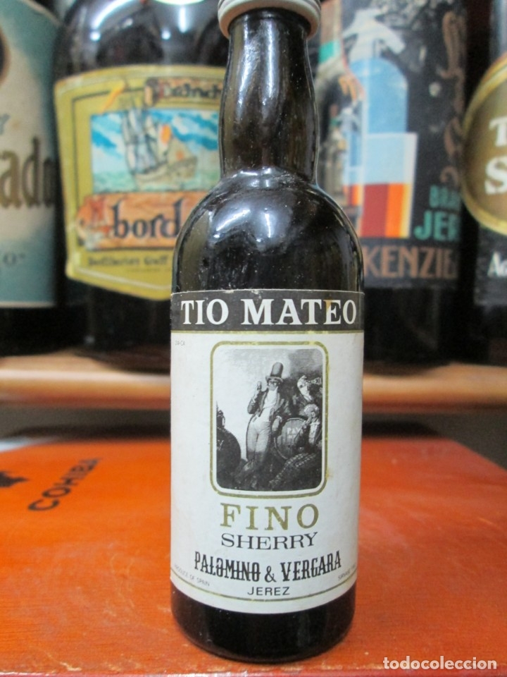 Coleccionismo de vinos y licores: ANTIGUO BOTELLIN BRANDY CO&Ntilde;AC, TIO MATEO FINO SHERRY JEREZ DE PALOMINO Y VERGARA