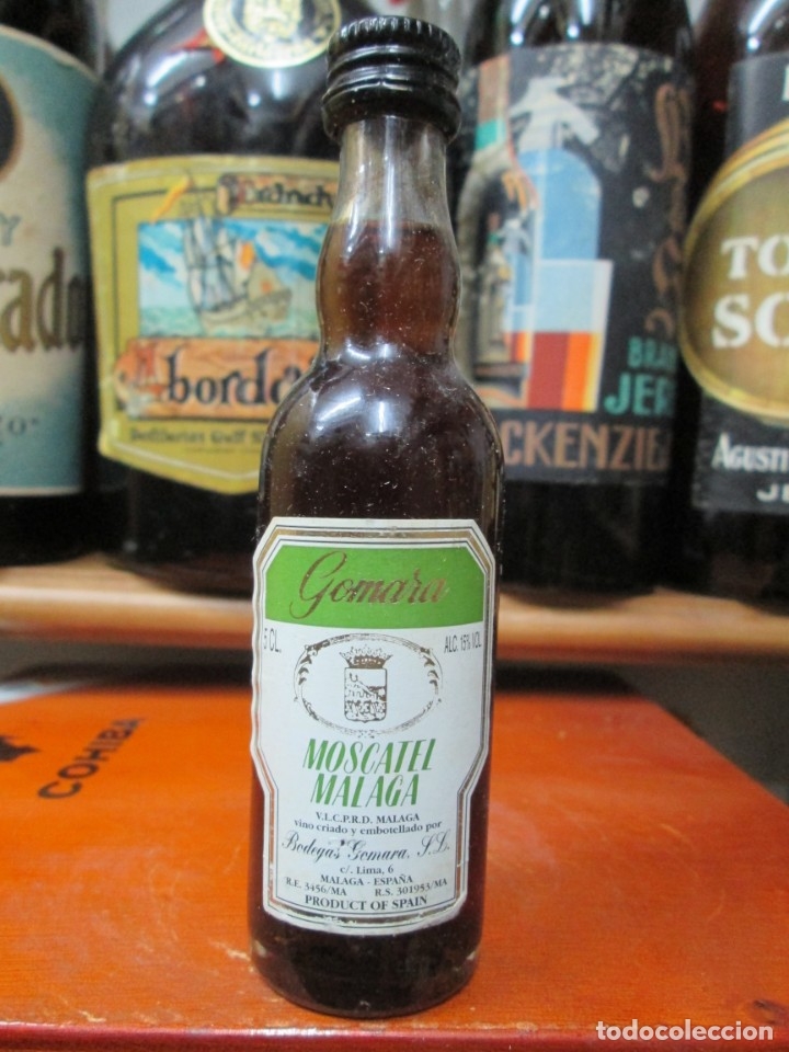 Coleccionismo de vinos y licores: ANTIGUO BOTELLIN BRANDY CO&Ntilde;AC,GOMARA MOSCATEL MALAGA