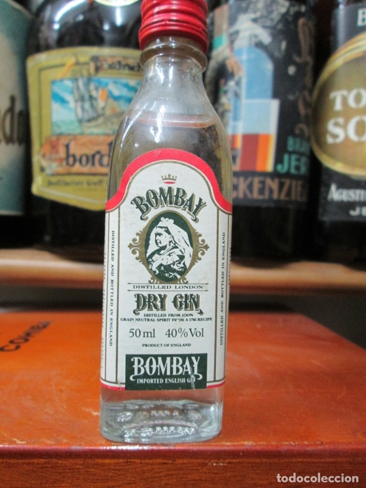 Coleccionismo de vinos y licores: ANTIGUO BOTELLIN BRANDY CO&Ntilde;AC, BOMBAY DRY-GIN