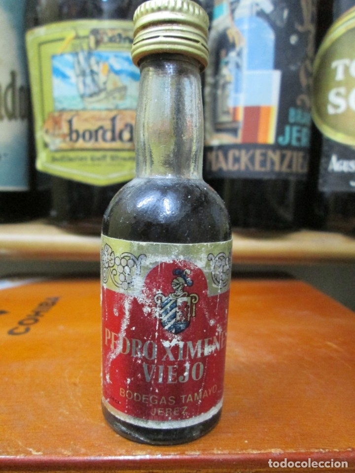 Coleccionismo de vinos y licores: ANTIGUO BOTELLIN BRANDY CO&Ntilde;AC, PEDRO XIMENEZ VIEJO , DE BODEGAS TAMAYO
