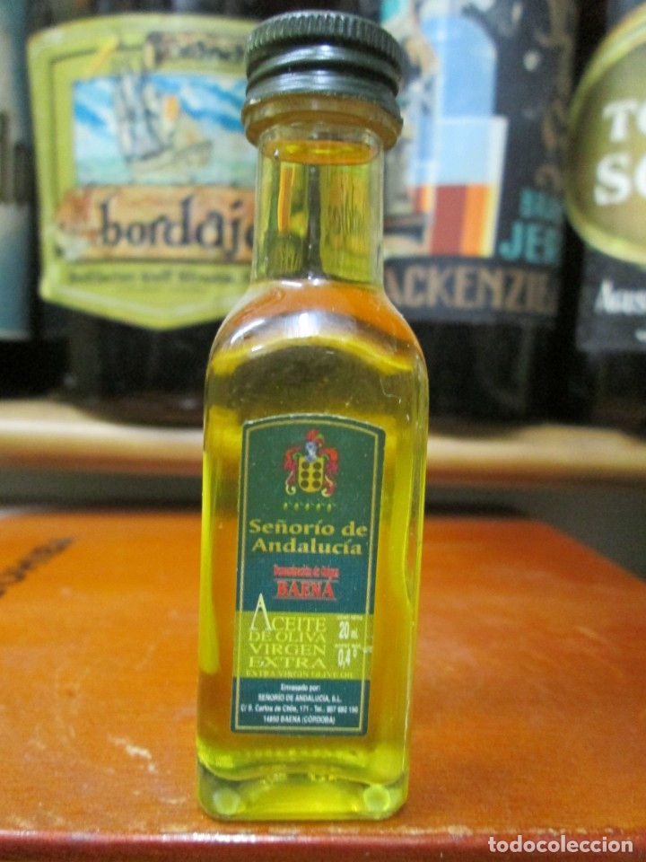 Coleccionismo de vinos y licores: ANTIGUO BOTELLIN BRANDY CO&Ntilde;AC, ACEITE VIRGEN EXTRA, SE&Ntilde;ORIO DE ANDALUCIA, BAENA CORDOBA