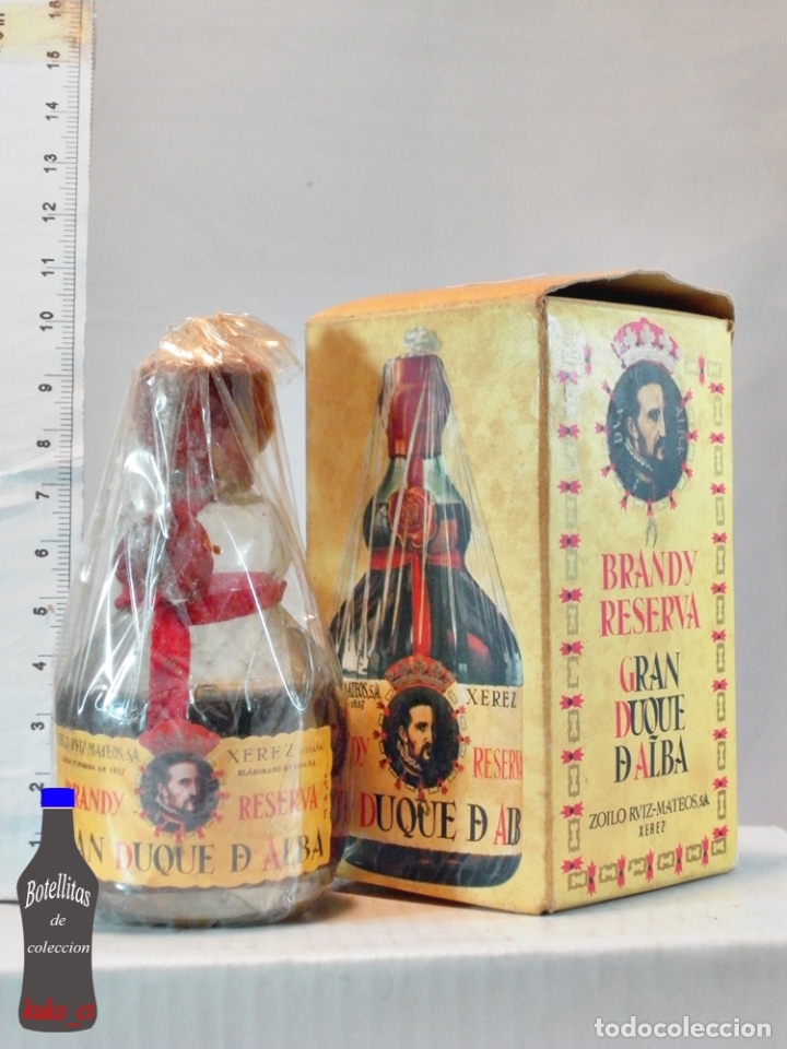 Coleccionismo de vinos y licores: BOTELLITA BOTELLIN BRANDY RESERVA GRAN DUQUE D ALBA ZOILO RUIZ MATEOS JEREZ CON CAJA