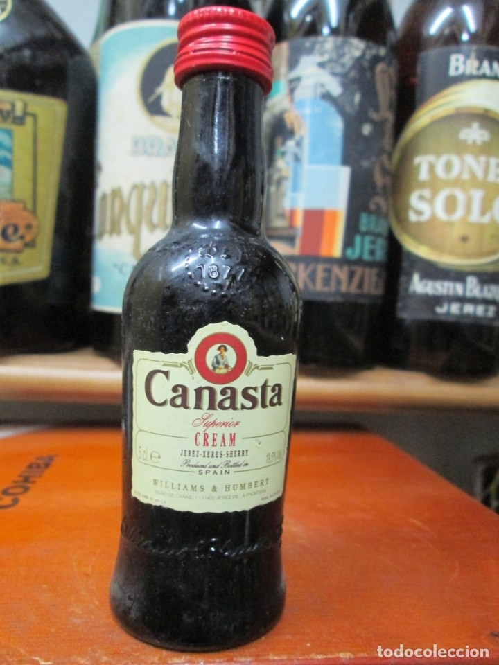 Coleccionismo de vinos y licores: ANTIGUO BOTELLIN BRANDY CO&Ntilde;AC, CANASTA SUPERIOR CREAM