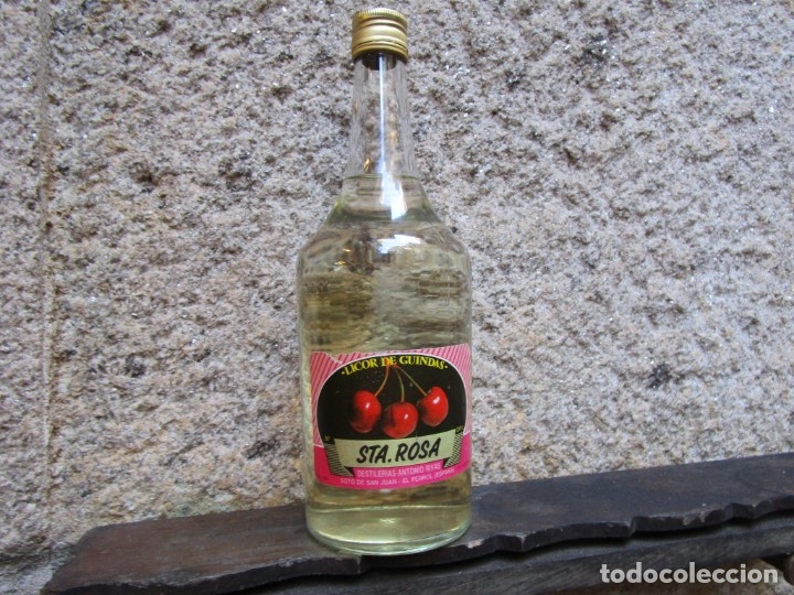 Coleccionismo de vinos y licores: GALICIA FERROL - BOTELLA LICOR DE GUINDAS SANTA ROSA, DESTILERIA ANTONIO RIVAS 1L + INFO 1s