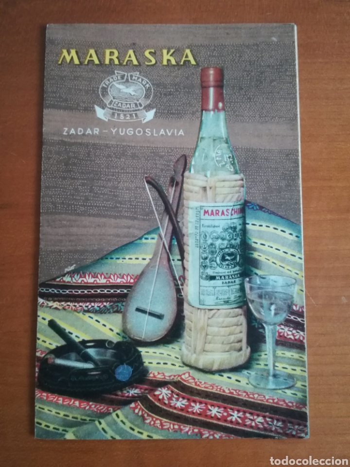Sammlung von Weinen und Lik&ouml;ren: Folleto desplegable publicidad Maraska Zadar Yugoslavia - Zagreb - Croacia Licor Balcanes
