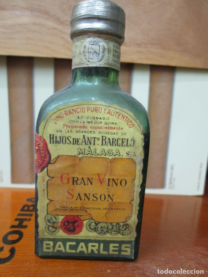 Collection of wines and liquors: ANTIGUO BOTELLIN,GRAN VINO SANSON-BACARLES MALAGA