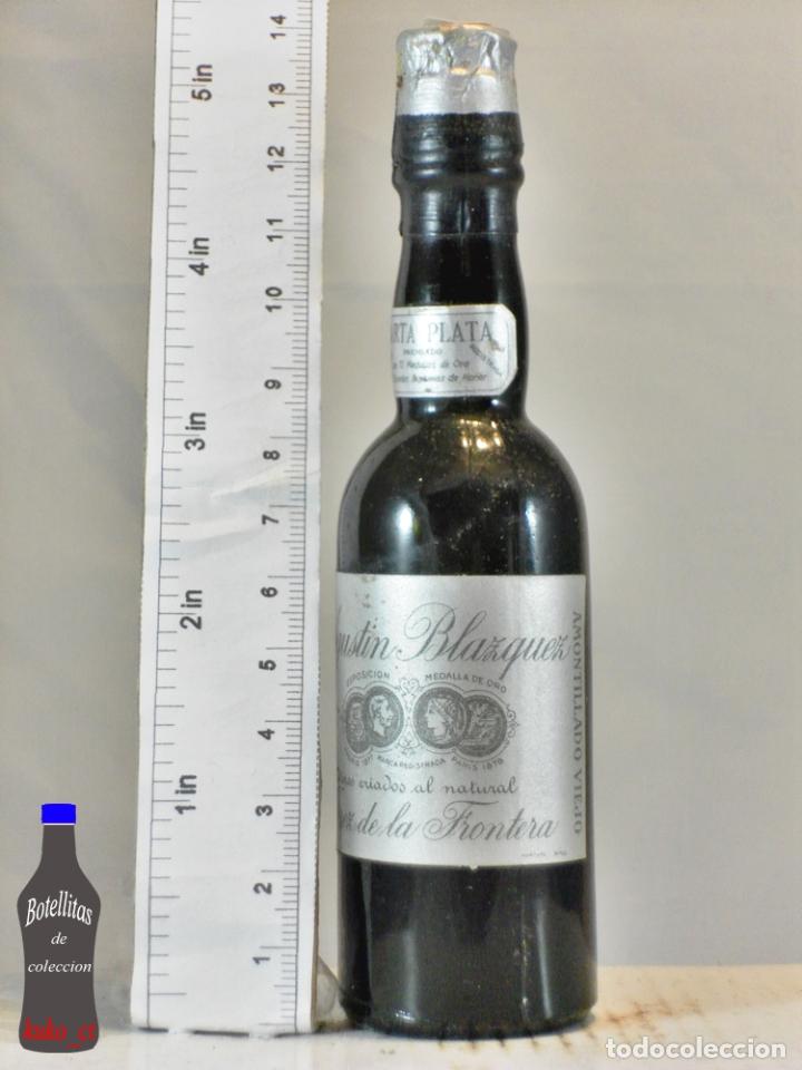 Sammlung von Weinen und Lik&ouml;ren: BOTELLITA BOTELLIN CARTA PLATA AGUSTIN BLAZQUEZ JEREZ DE LA FRONTERA