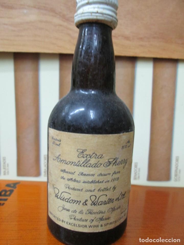 Collection of wines and liquors: ANTIGUO BOTELLIN, AMONTILLADO EXTRA SHERRY WISDON Y WARTER