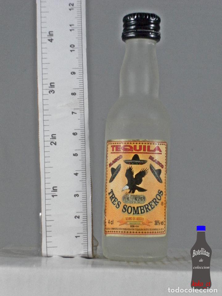 Collection of wines and liquors: BOTELLITA BOTELLIN TEQUILA BLANCO TRES SOMBREROS TEQUILERA ARANDAS BEVELAND GIRONA