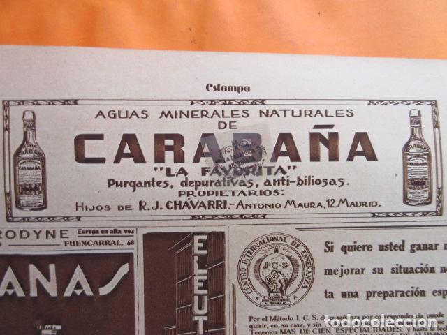 Sammlung von Weinen und Lik&ouml;ren: PUBLICIDAD 1929 - COLECCION BEBIDAS - CARABA&Ntilde;A AGUA MINERAL ANTONIO MAURA 12 MADRID - TAMA&Ntilde;O 26 x 5