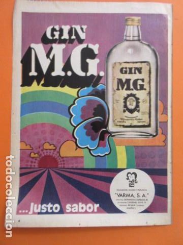 Coleccionismo de vinos y licores: PUBLICIDAD 1972 - GINEBRA MG - TAMA&Ntilde;O 22,5 x 30 CM