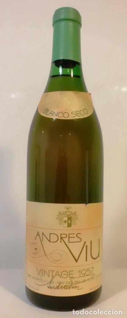 Coleccionismo de vinos y licores: BOTELLA VINO BLANCO ANDRES VIU SANT SADURNI D´ANOIA VINTAGE 1957 - Foto 1 - 205788510