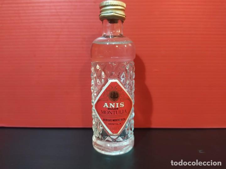 Coleccionismo de vinos y licores: Mini botella botellin botellita antigua de an&iacute;s montulia cristal