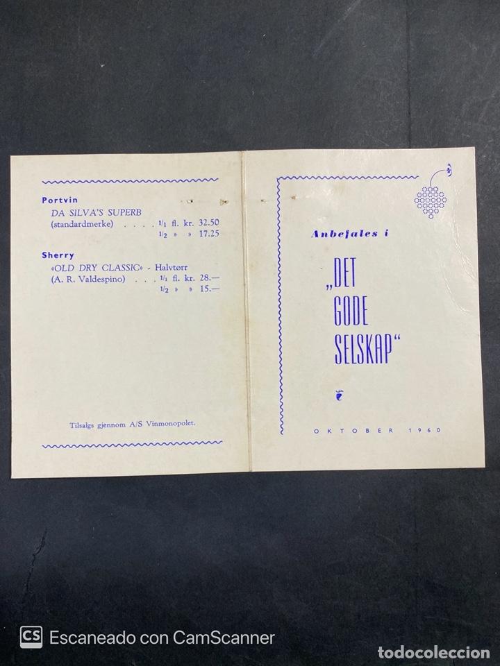 Coleccionismo de vinos y licores: LISTA DE PRECIOS DE LICORES. EN ALEMAN. ANBEJALES I DET GODE SELSKAP. OKTOBER 1960.