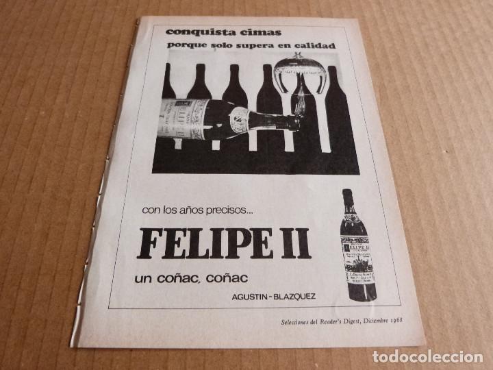 Coleccionismo de vinos y licores: Anuncio co&ntilde;ac brandy Felipe II 2 - Publicidad de los a&ntilde;os 60