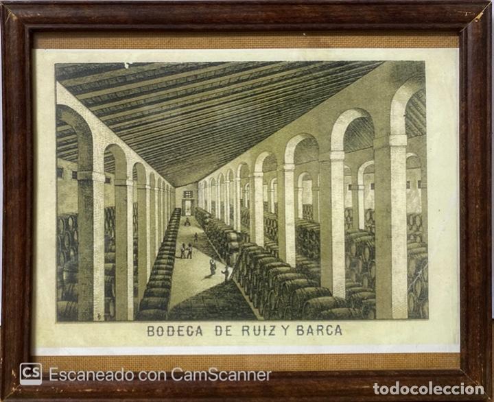 Collection of wines and liquors: LAMINA DE BODEGA DE RUIZ Y BARCA ENMARCADA. BARCELONA. VER FOTOS