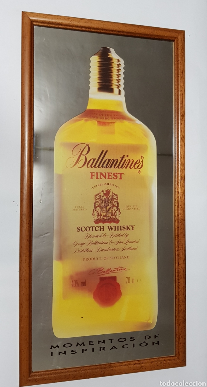 Coleccionismo de vinos y licores: Cuadro Whisky Ballantine's, espejo , a&ntilde;os 1980