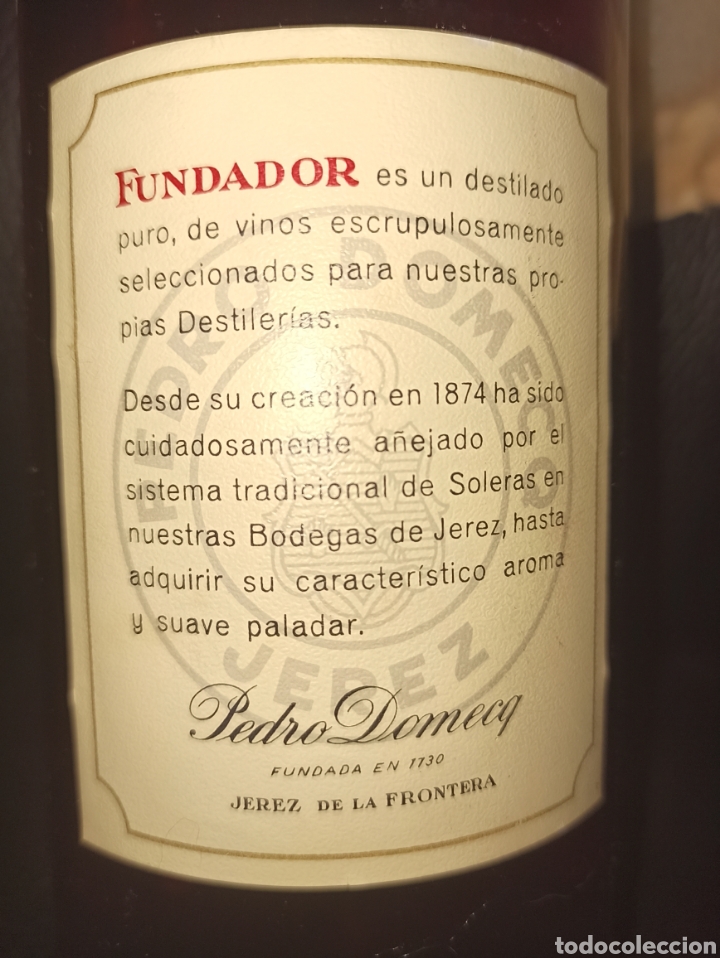 Antigua Botella Brandy Fundador Pedro Domecq Je Comprar Coleccionismo De Vinos Licores Y 