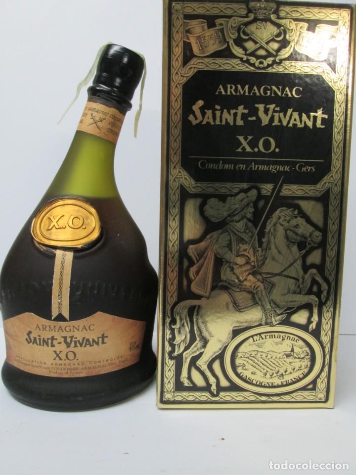 Coleccionismo de vinos y licores: ANTIGUA BOTELLA BRANDY CO&Ntilde;AC, ARMAGNAC SANIT VIVANT X.O.