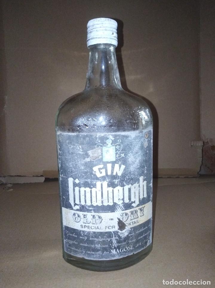 Coleccionismo de vinos y licores: botella ginebra gin lindbergh escudo azul ver leer envio
