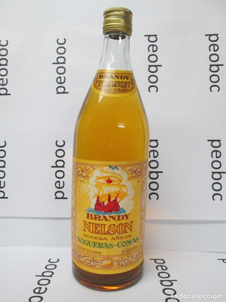 Coleccionismo de vinos y licores: ANTIGUA BOTELLA BRANDY CO&Ntilde;AC, NELSON SOLERA A&Ntilde;EJA, IMPUESTO DE 4 PTS, DECADA 60-70
