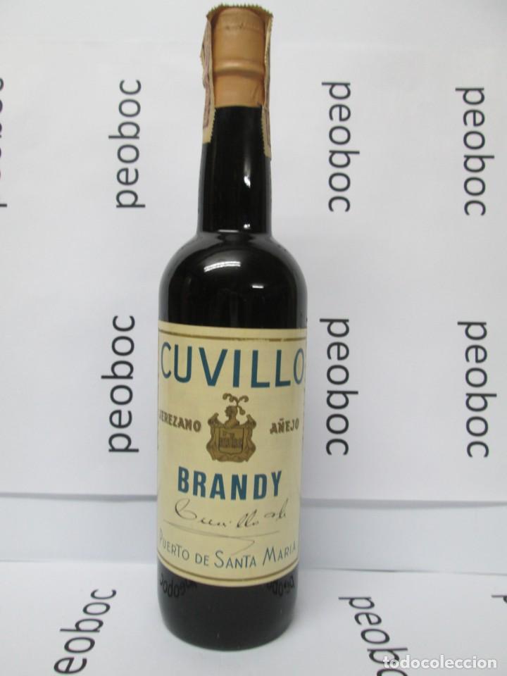 Coleccionismo de vinos y licores: ANTIGUA BOTELLA BRANDY CO&Ntilde;AC, CUVILLO A&Ntilde;EJO, IMPUESTO DE 4 PTS, DECADA 60-70