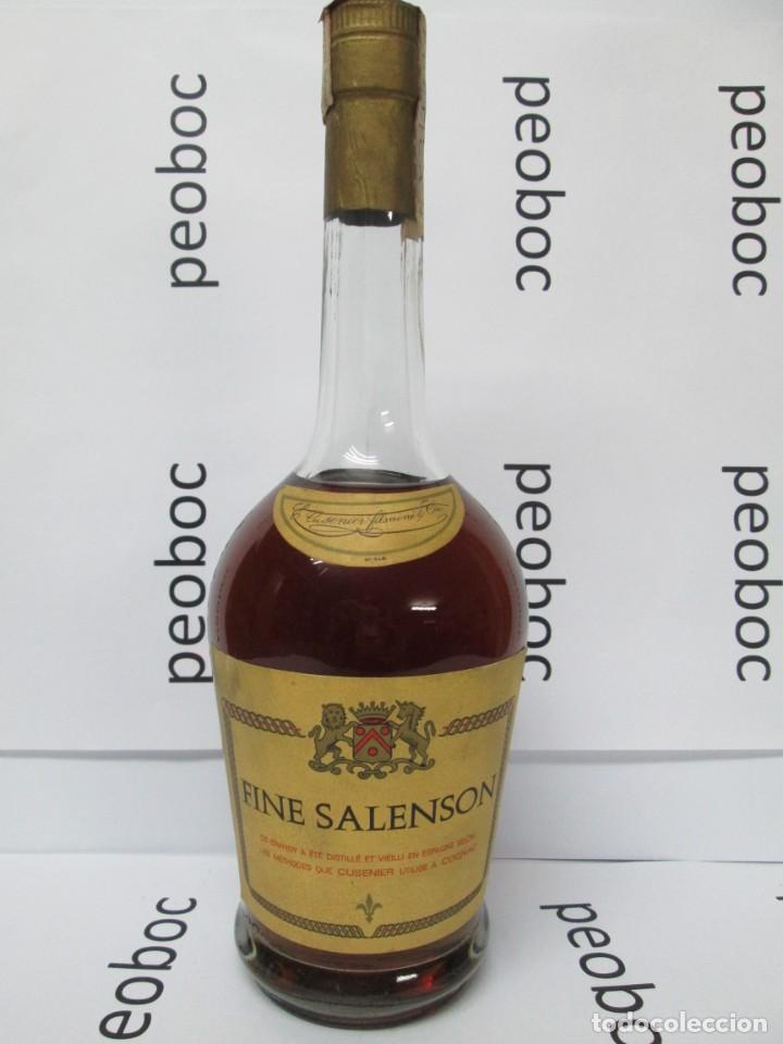 Coleccionismo de vinos y licores: ANTIGUA ETIQUETA BRANDY CO&Ntilde;AC, FINE SALENSON, IMPUESTO DE 4 PTS, DECADA 60-70