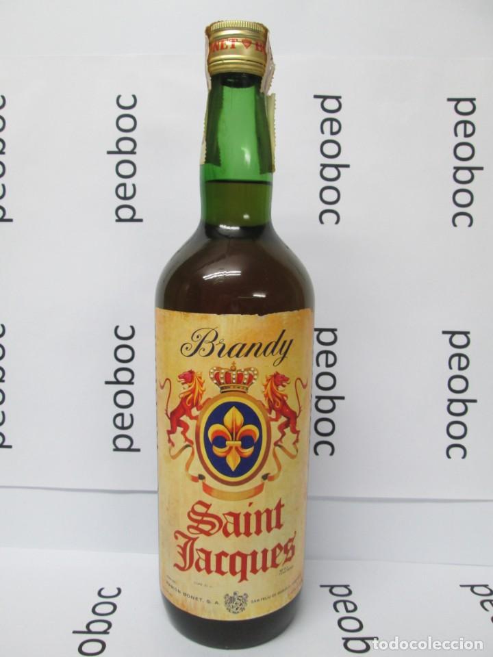 Coleccionismo de vinos y licores: ANTIGUA BOTELLA BRANDY CO&Ntilde;AC, SAINT JACQUES, IMPUESTO DE 4 PTS, DECADA 60-70