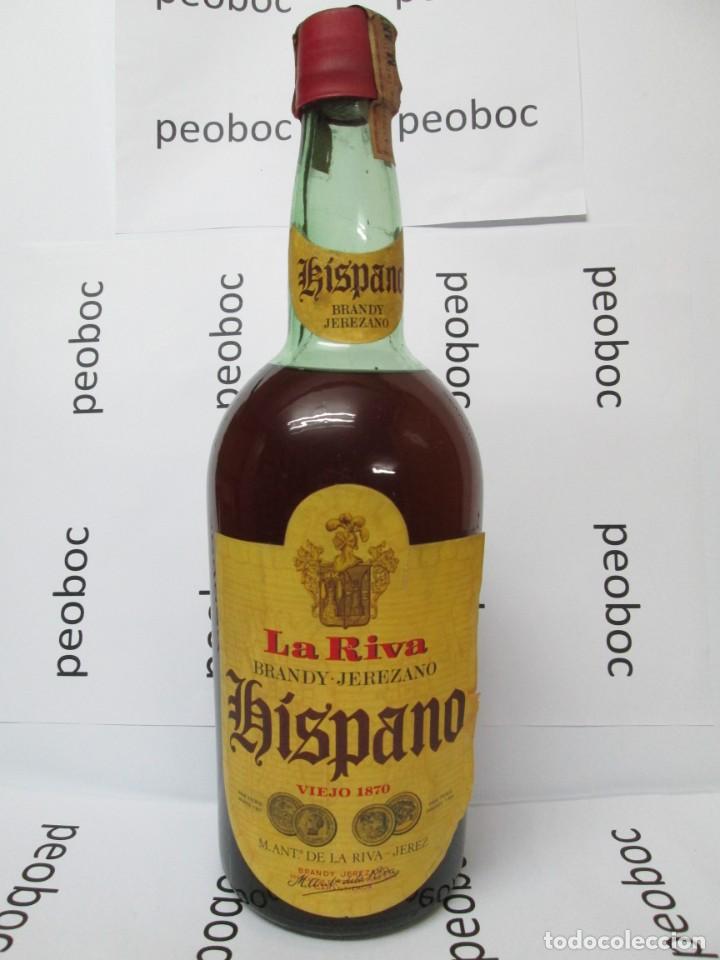 Coleccionismo de vinos y licores: ANTIGUA BOTELLA BRANDY CO&Ntilde;AC, BOTELLON 2,25 L. LA RIVA HISPANO, IMPUESTO DE 4 PTS, DECADA 60-70